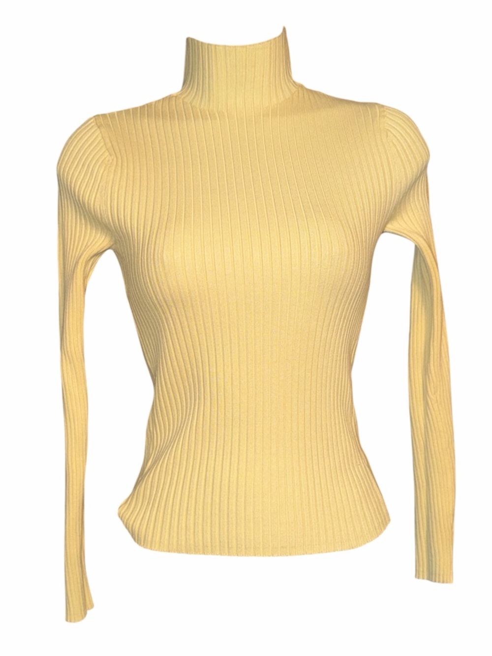 Zara Ribbed Mock Neck Sweater - Light Yellow